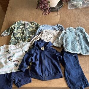 Baby Clothing Bundle with Blue and Camouflage Pieces 3-6 month size